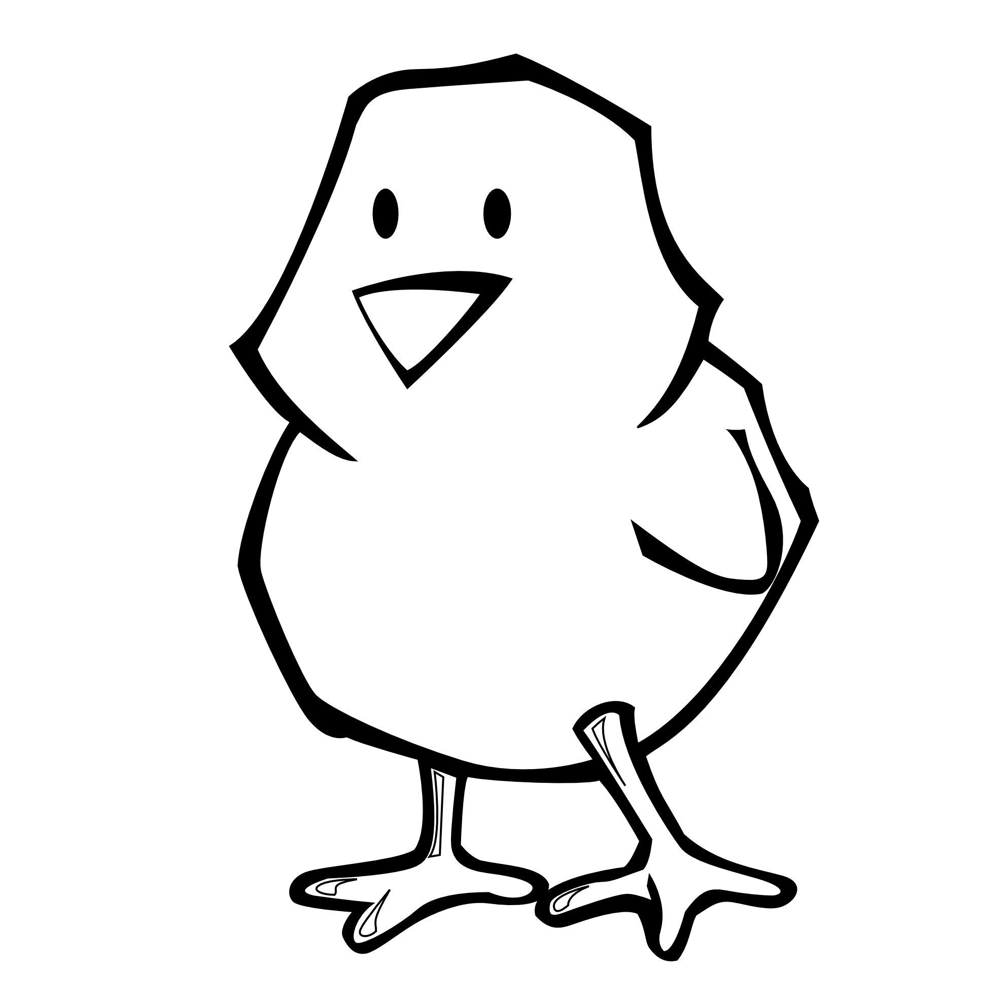 Spring Chick Clip Art Black and White