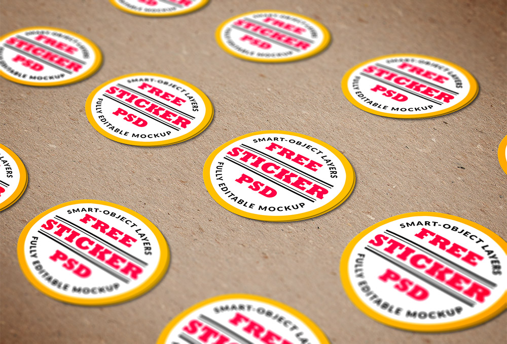 12 Stickers PSD Mockup Images