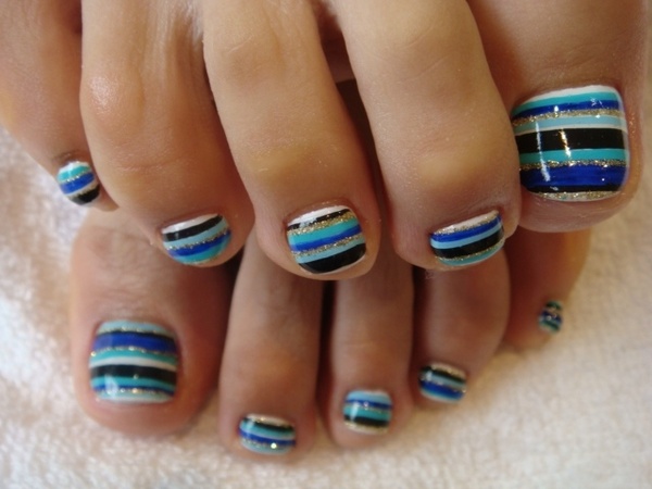 14 Striped Toe Nail Designs Images