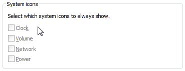 System Icons Greyed Out