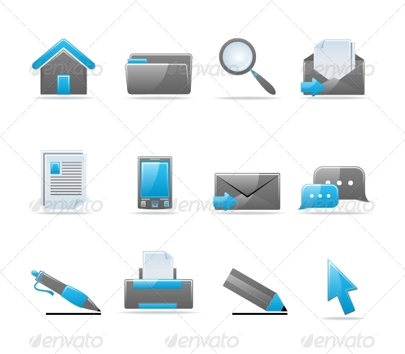 8 Extensive Blue Glossy Icon Set Images