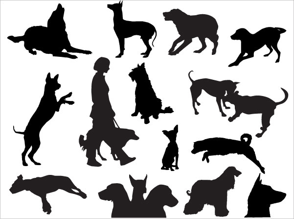 White Dog Silhouette Vector Free
