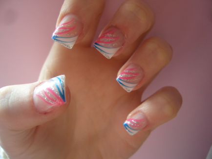 White Tip Nails with Design