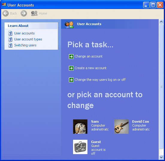 Windows XP User Accounts