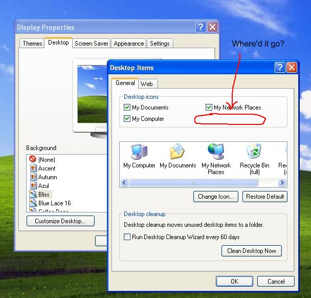 XP Desktop Icon Missing From My Computer