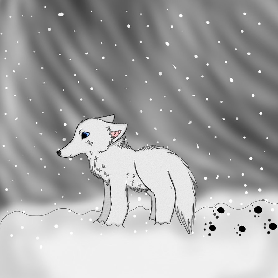 Arctic Wolves in Snow Drawing