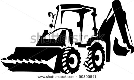 Backhoe Clip Art Black and White