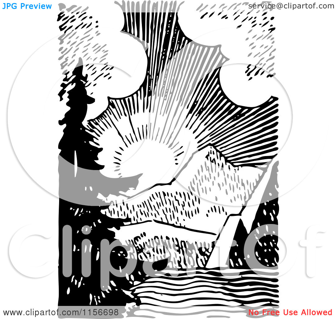 Black and White Sunrise Clip Art