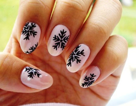 Black Snowflake Nail Designs