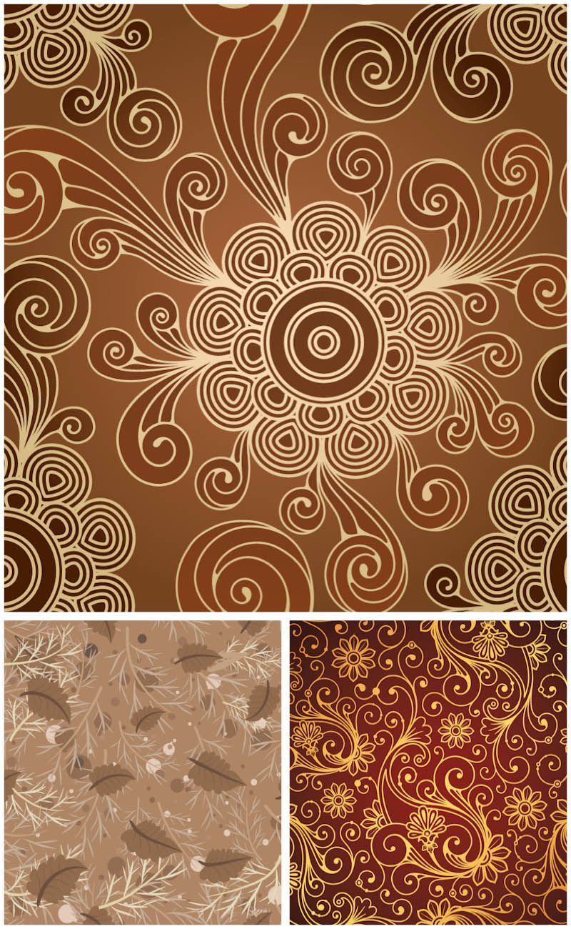 Brown Floral Patterns Vector