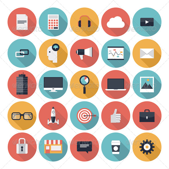 6 Business Icons Flat Design Images