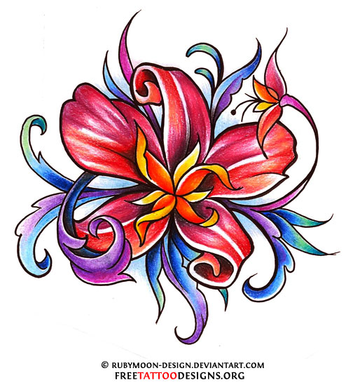Colorful Flower Tattoo Designs