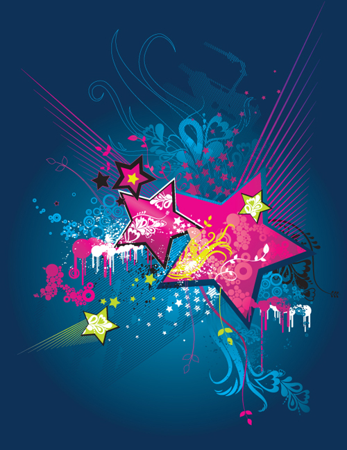 Colorful Shooting Vector Stars