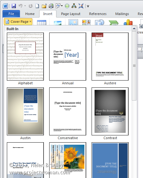 Cover Pages Microsoft Word 2010