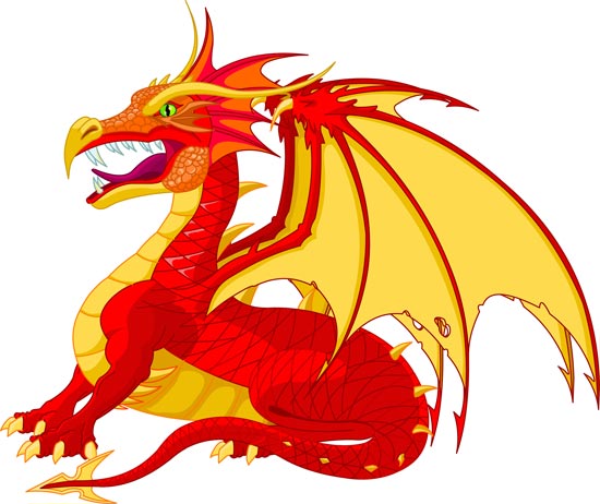 Cute Cartoon Dragon Vector