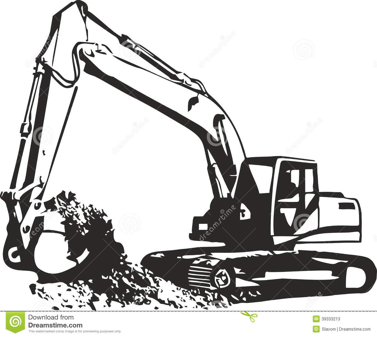 Excavator Clip Art Black and White