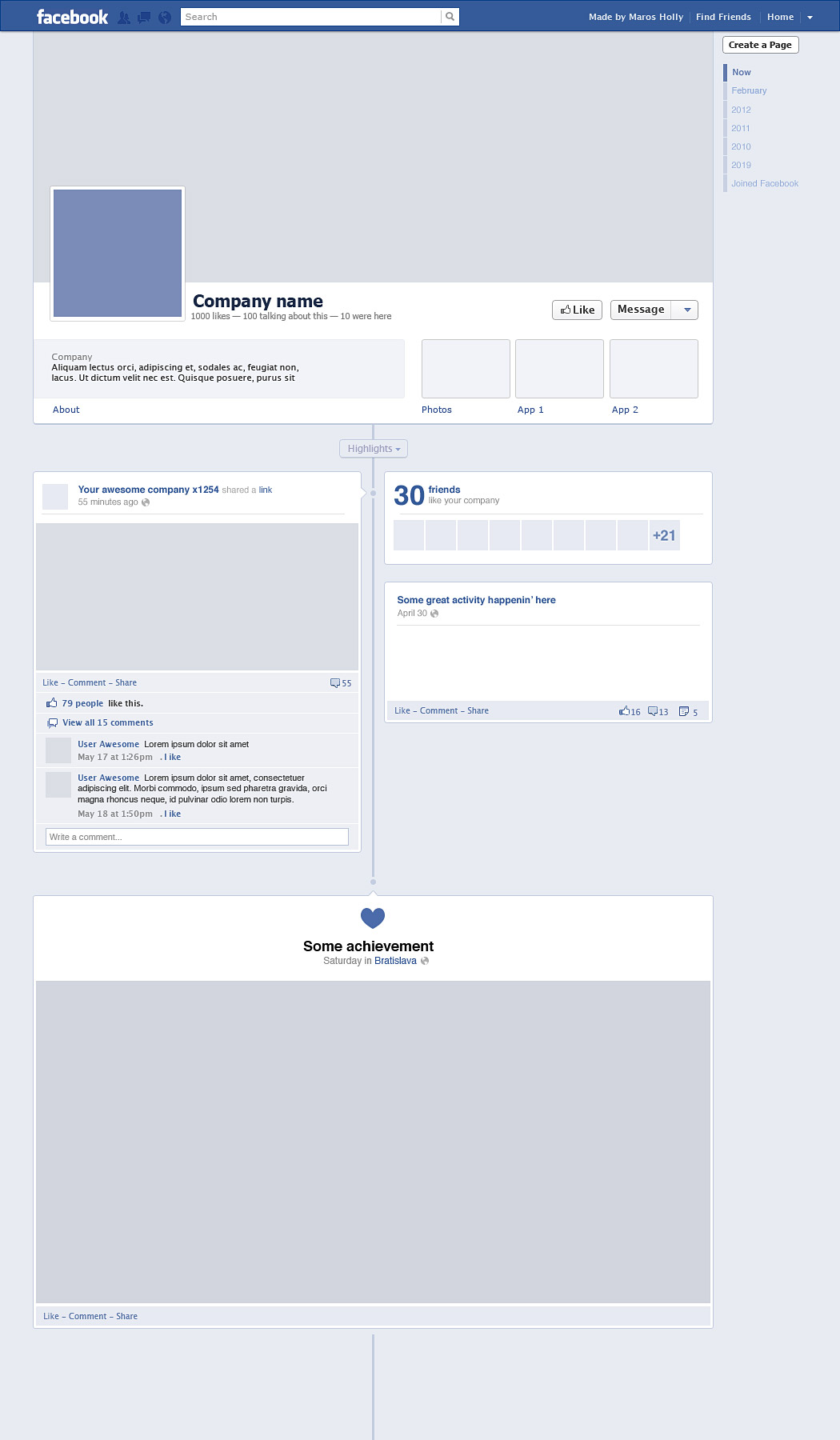 Facebook Blank Timeline Template