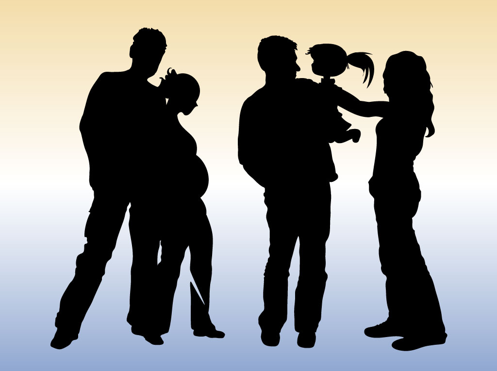 9 Photos of Family Shopping Silhouette Vectors