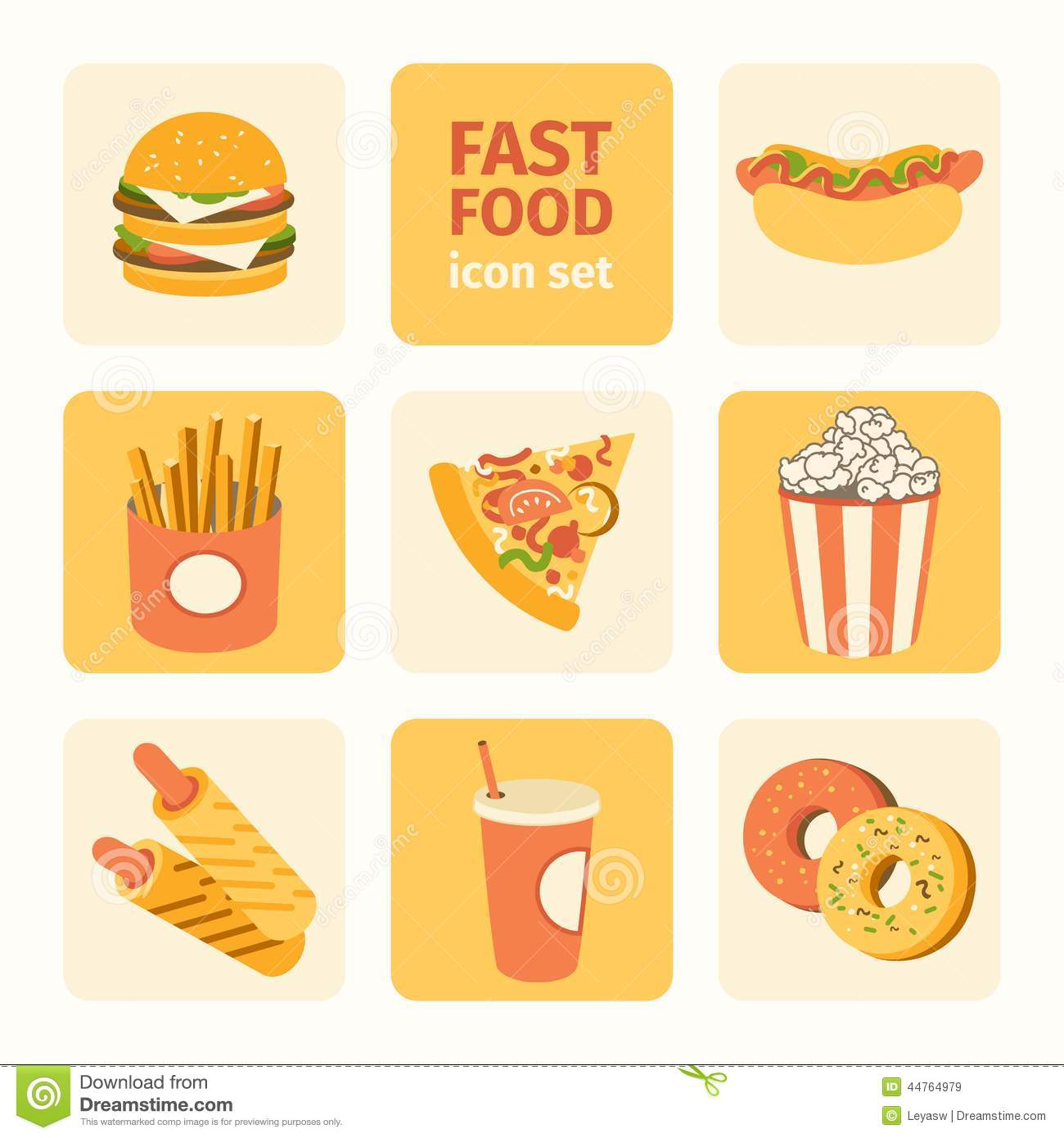 Fast Food Icons Vector Stock