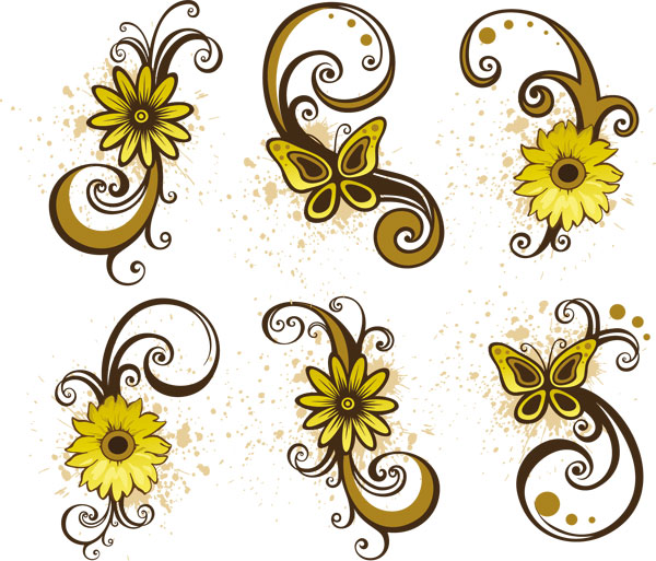 Flower and Swirl Tattoo Designs