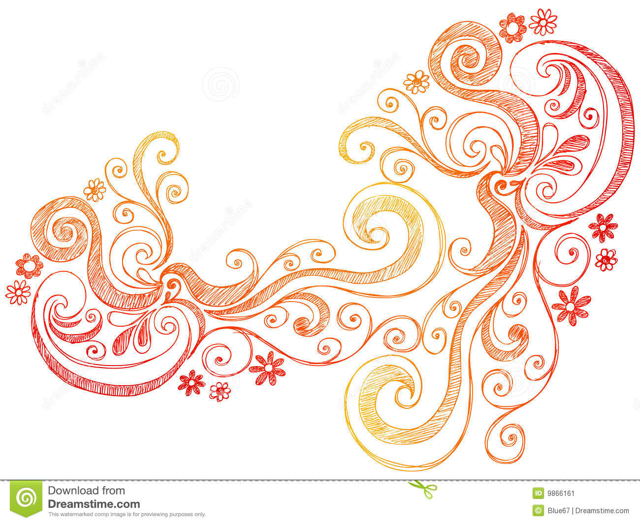 Flower Swirl Vector Border