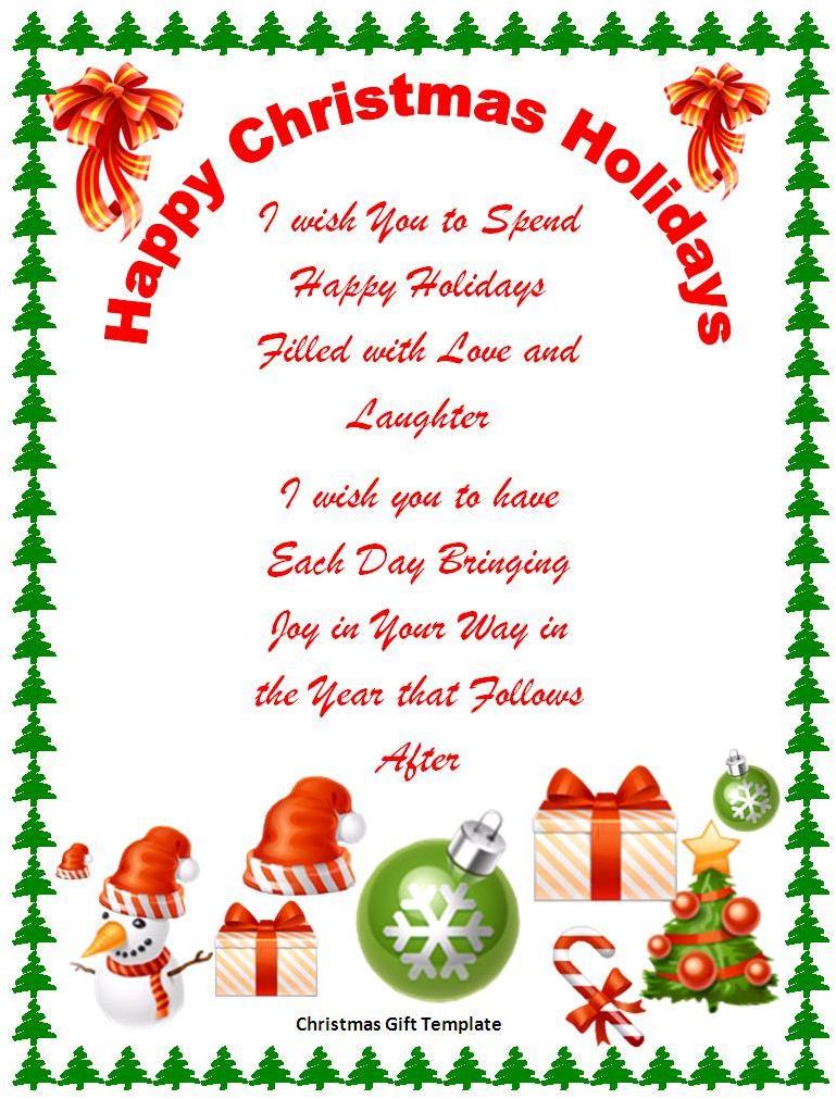 Free Christmas Gift Templates for Word