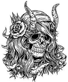 Girl Skull Tattoo Drawings