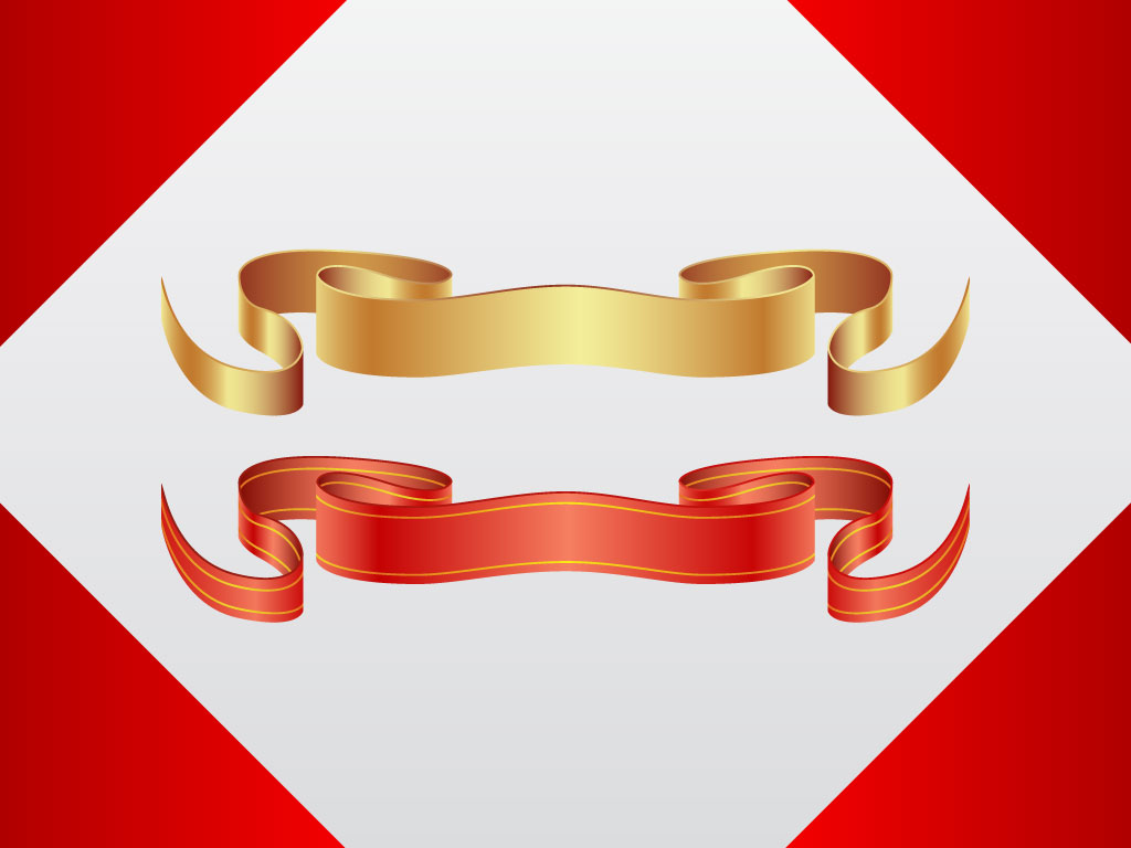 Gold Ribbon Banner Vector Free