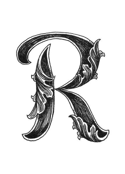 Leaf Script Letter R