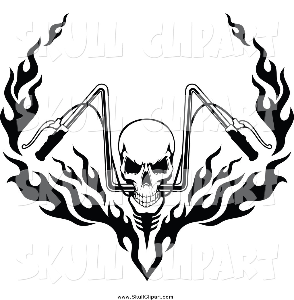 Motorcycle Skull Clip Art Black and White