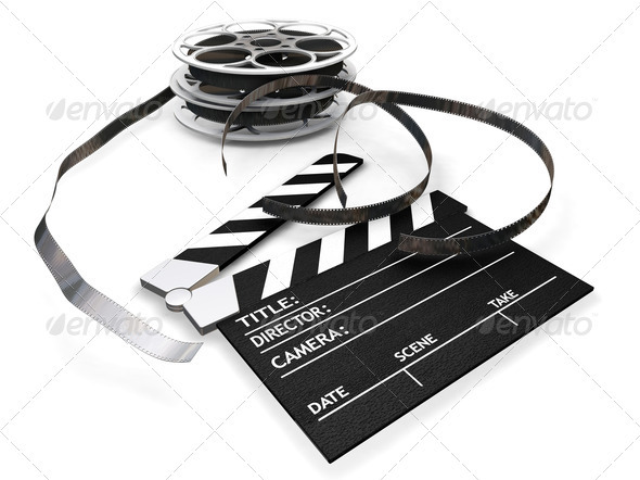 Movie Film Reel and Clapper