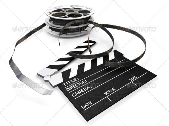 Movie Film Reel and Clapper Movie Film Reel and Clapper