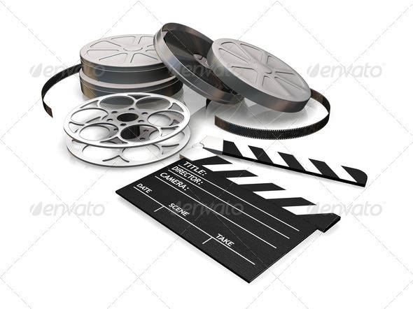 Movie Film Reel and Clapper