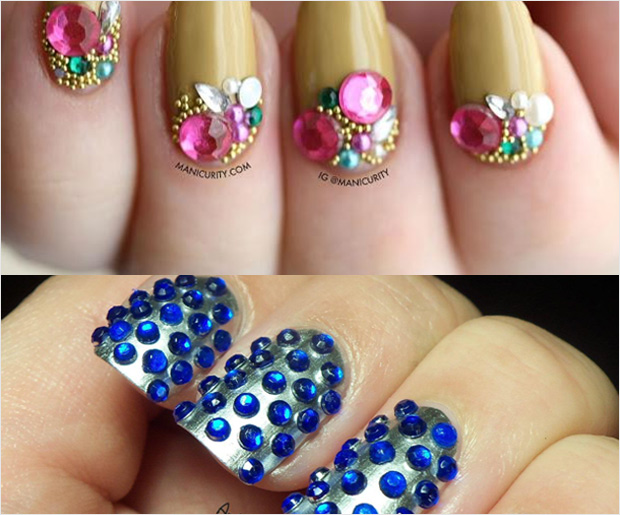 Nail Art Designs with Rhinestones