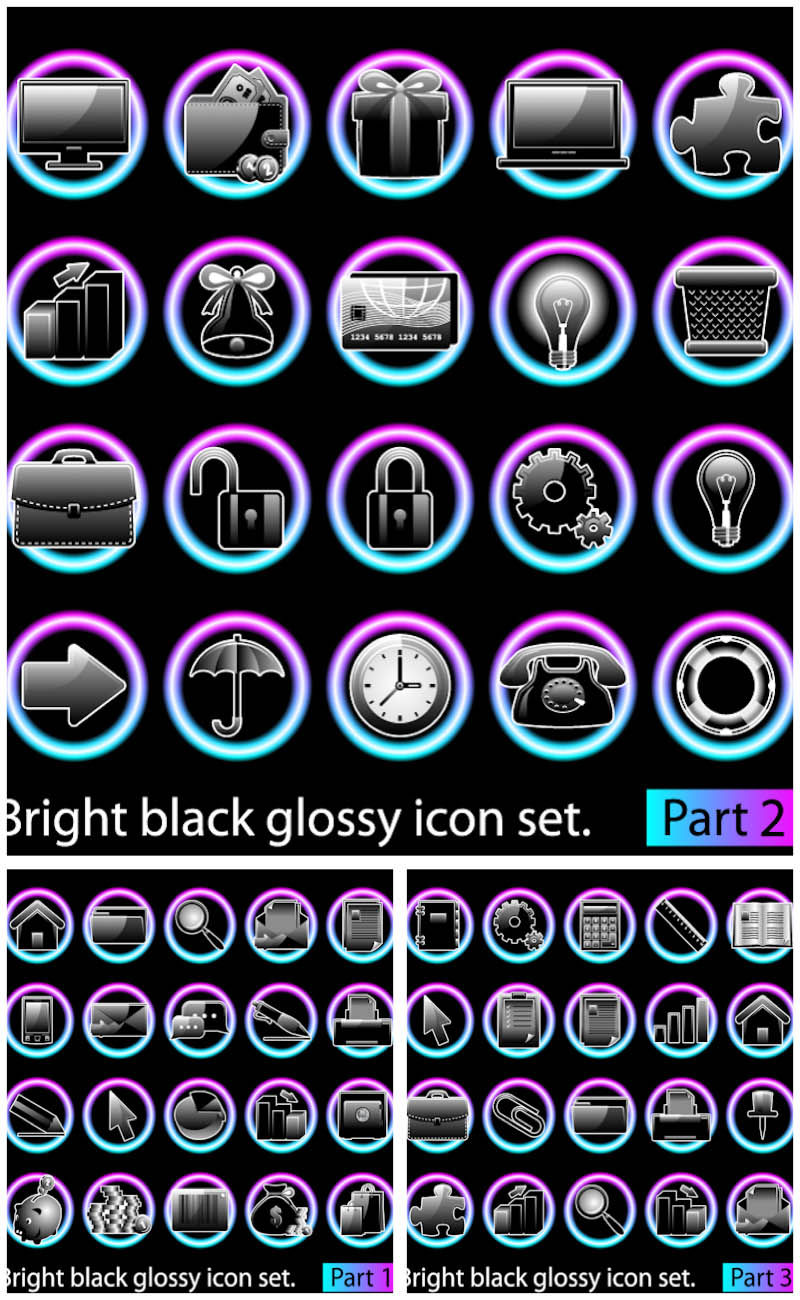 Neon Icons Free Vectors