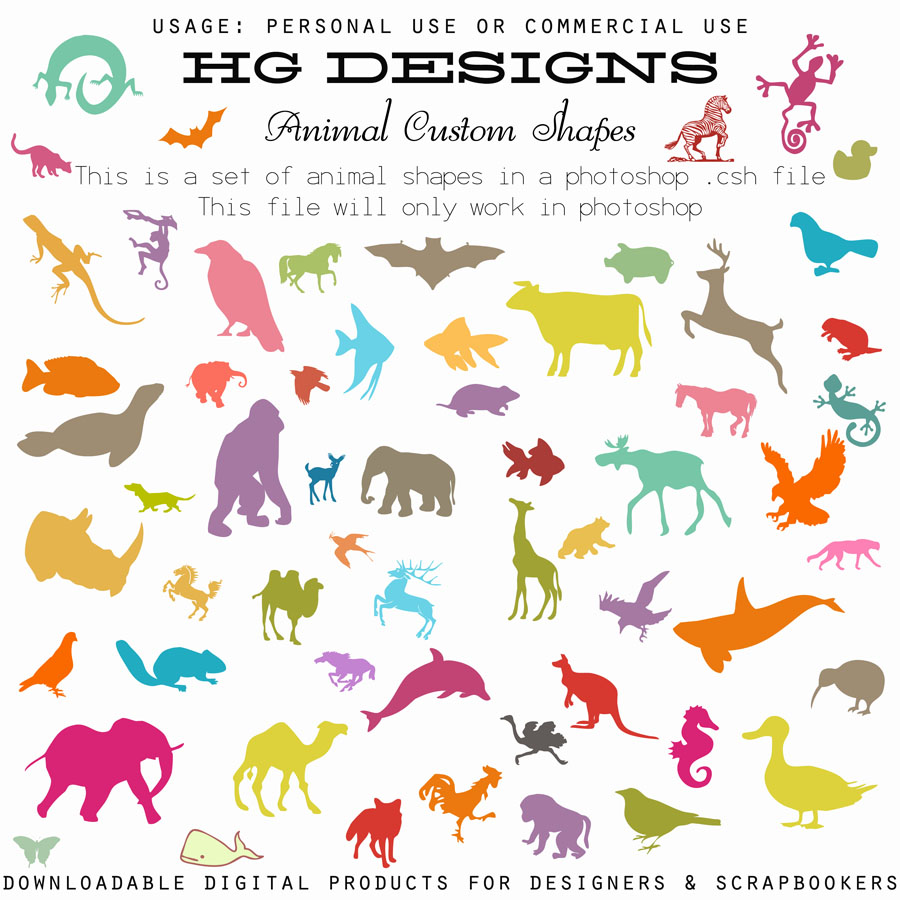 Photoshop Custom Shapes Animals Photoshop Custom Shapes Animals