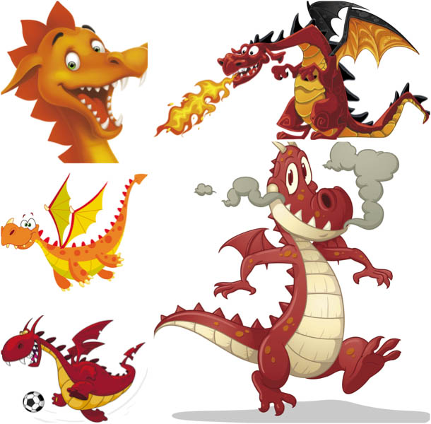 Red Dragon Cartoon Vector