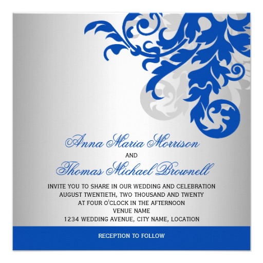 Royal Blue and Silver Invitations