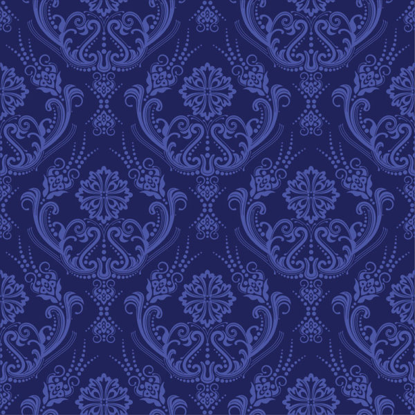 Royal Blue Damask Wallpaper