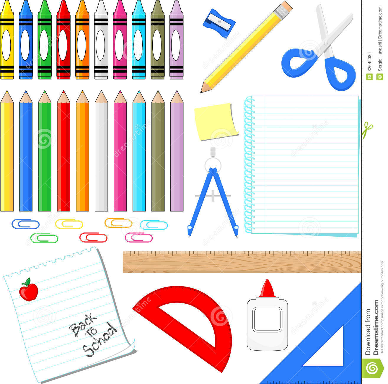 School Supplies Clip Art Vector