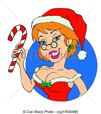 Sexy Mrs. Claus Cartoon Drawing