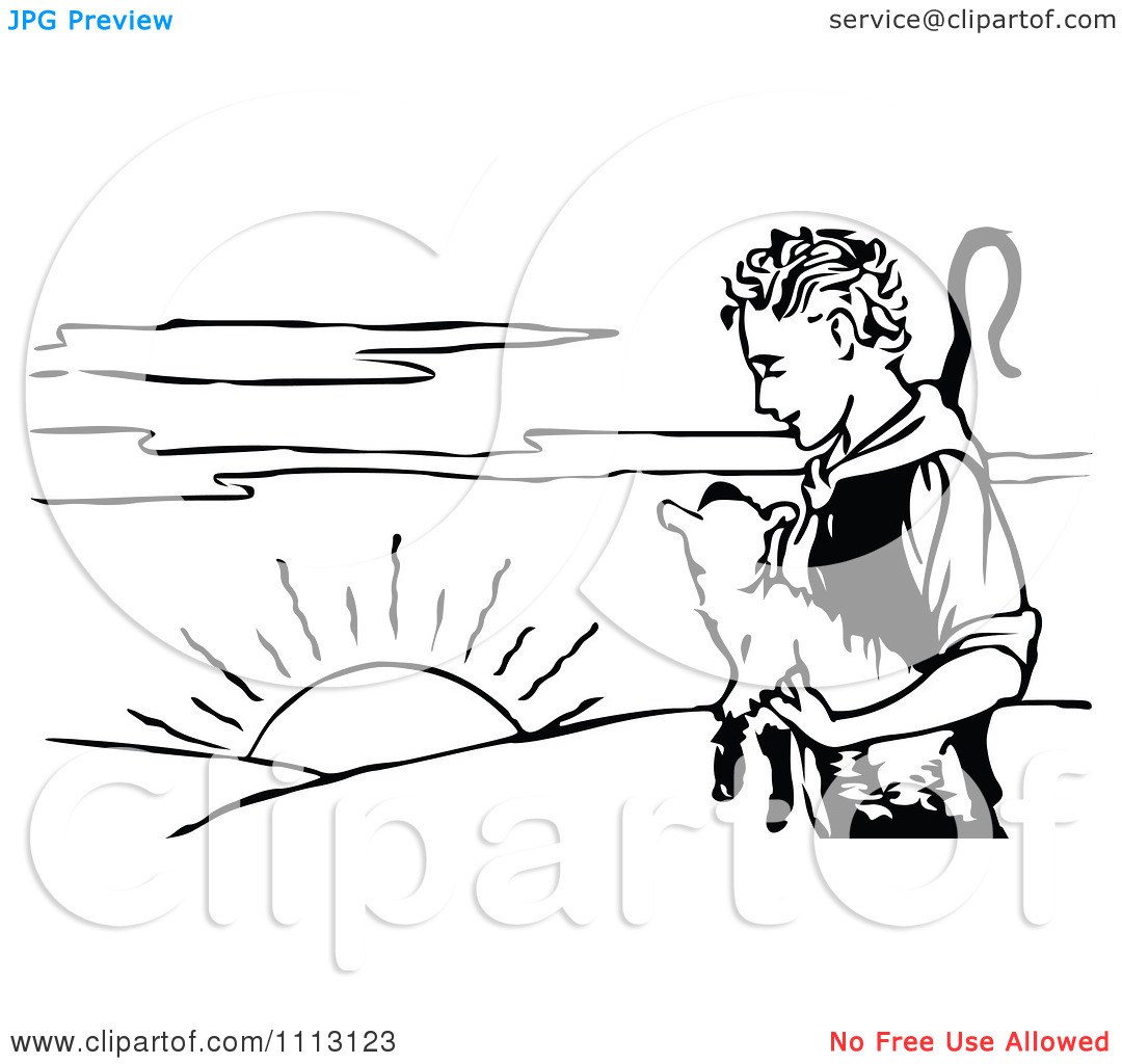 Shepherd Clip Art Black and White