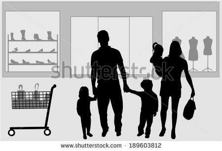 Shopping Family Silhouette Clip Art