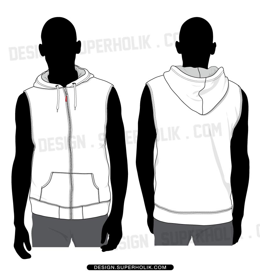 Sleeveless Hoodie Shirt Template