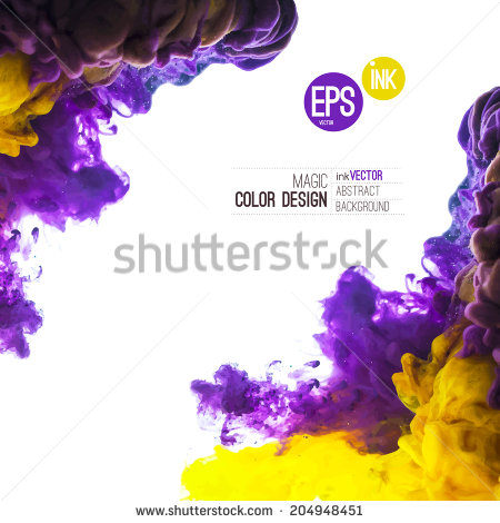 Swirling Purple Ink in Water White Background