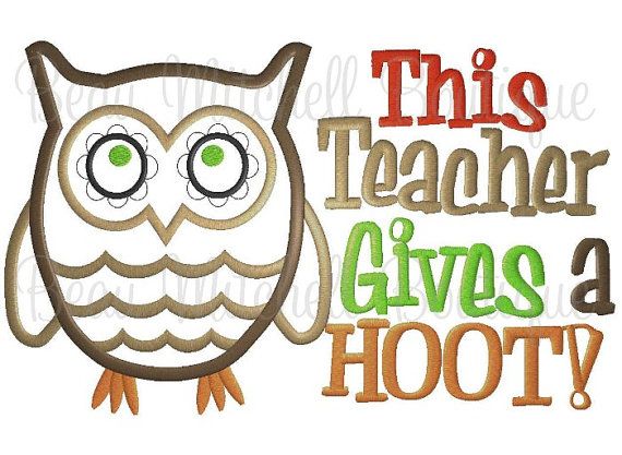 This Gives a Hoot Teacher Embroidery Design
