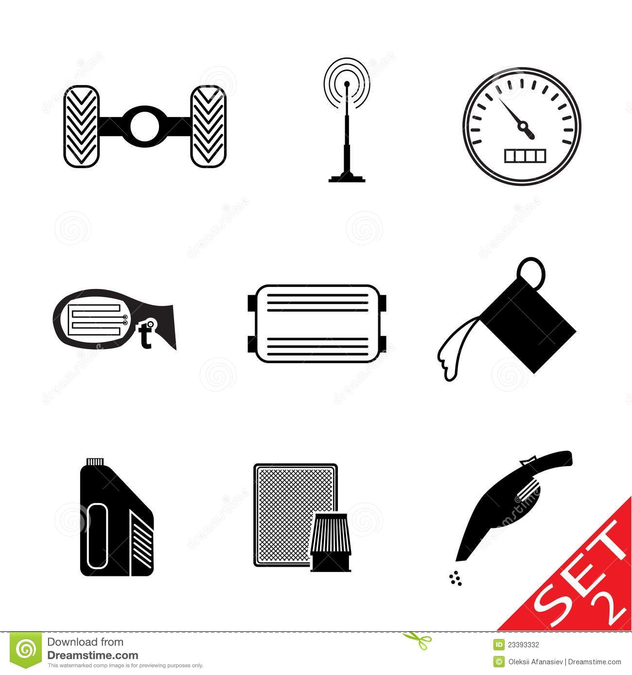 Vector Icons Set Car Parts Vector Icons Set Car Parts