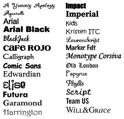 Vinyl Lettering Fonts