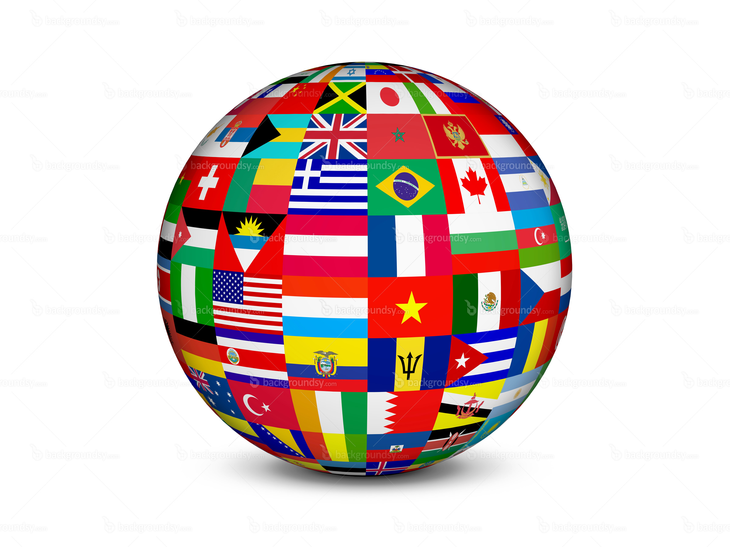 World Globe with Countries Flags