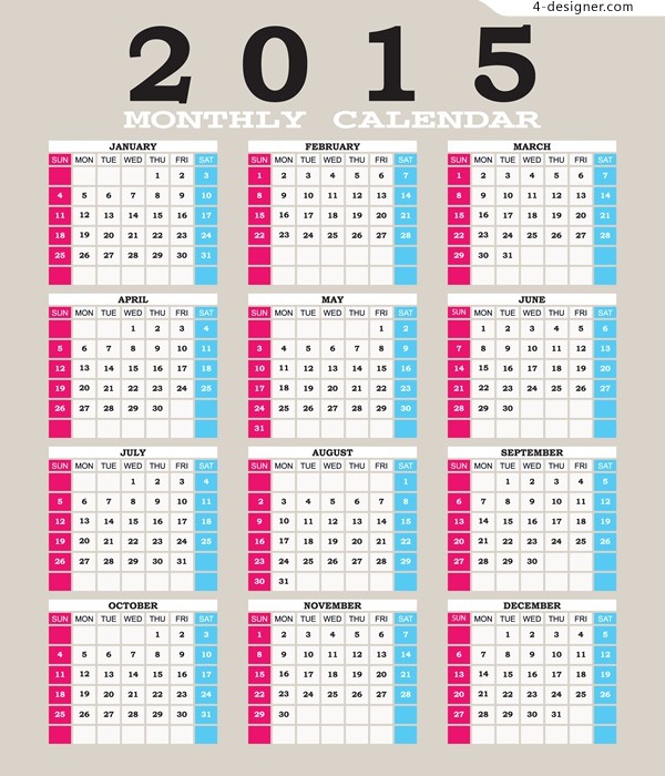 2015 Calendar Printable Design